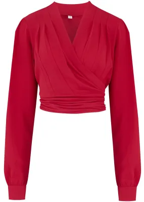 Rock N Romance Darla Long Sleeve 40's Wrap Blouse Red