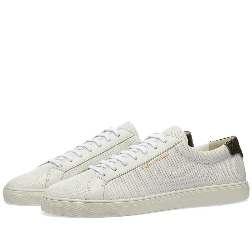 Saint Laurent Andy Low Top SneakerWhite & Black Snake