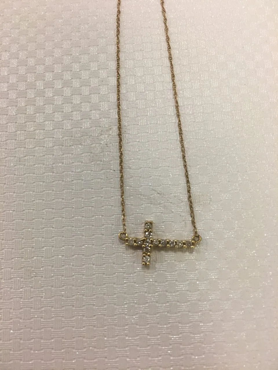 Sideways Diamond Cross Necklace