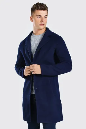 Single Breasted Wool Mix Overcoat | boohooMAN UK