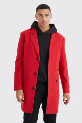 Single Breasted Wool Mix Overcoat