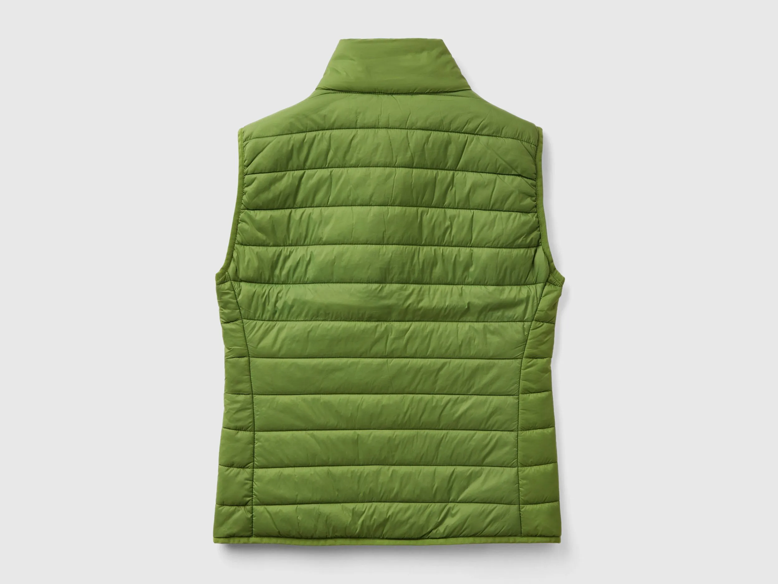 Sleeveless puffer jacket with recycled wadding - Military Green | Benetton