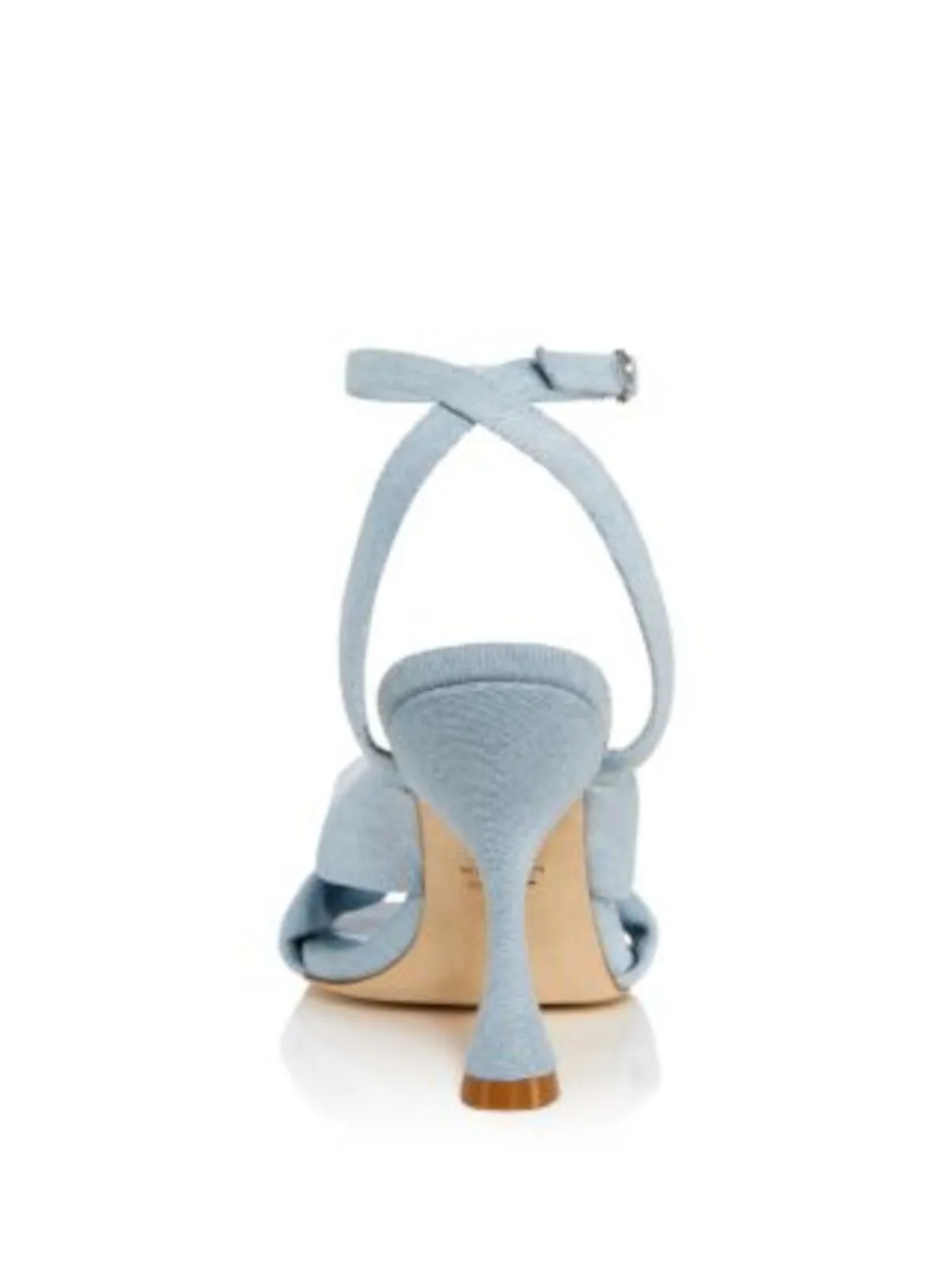 STUART WEITZMAN Womens Light Blue Knotted Ankle Strap Padded Playa Square Toe Flare Buckle Heeled B