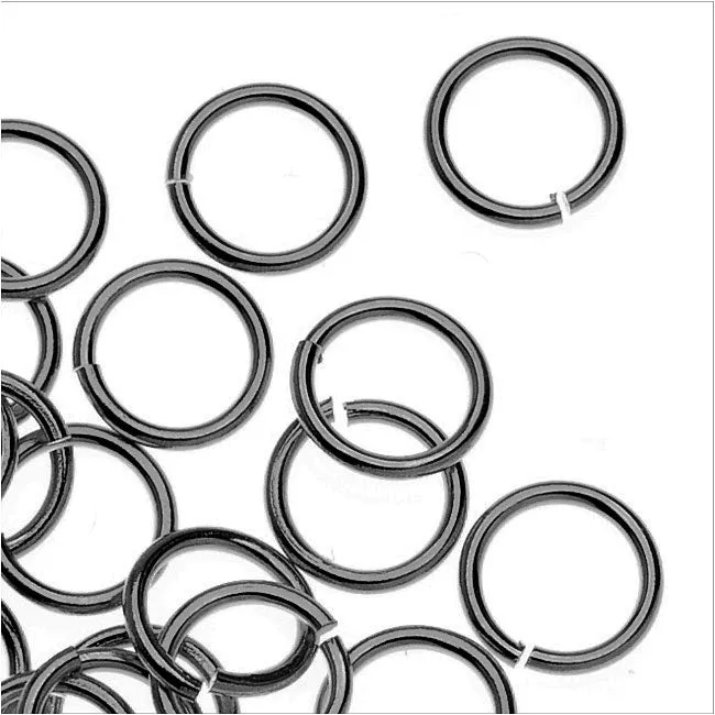 TierraCast Pewter, Medium Open Jump Rings 7.4mm, 25 Pieces, Black (25 Pieces)