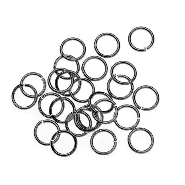 TierraCast Pewter, Medium Open Jump Rings 7.4mm, 25 Pieces, Black (25 Pieces)