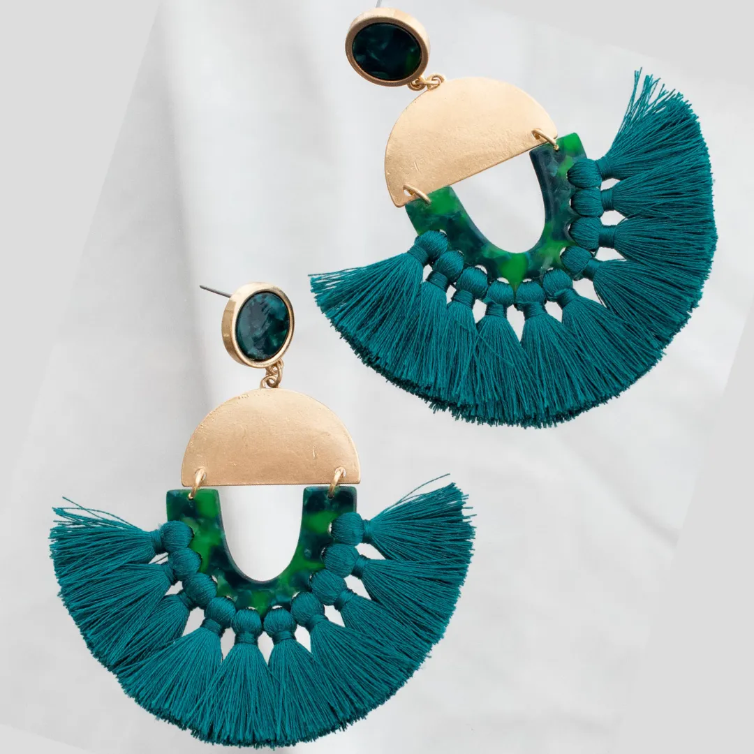 Vegas Style Earrings, Teal