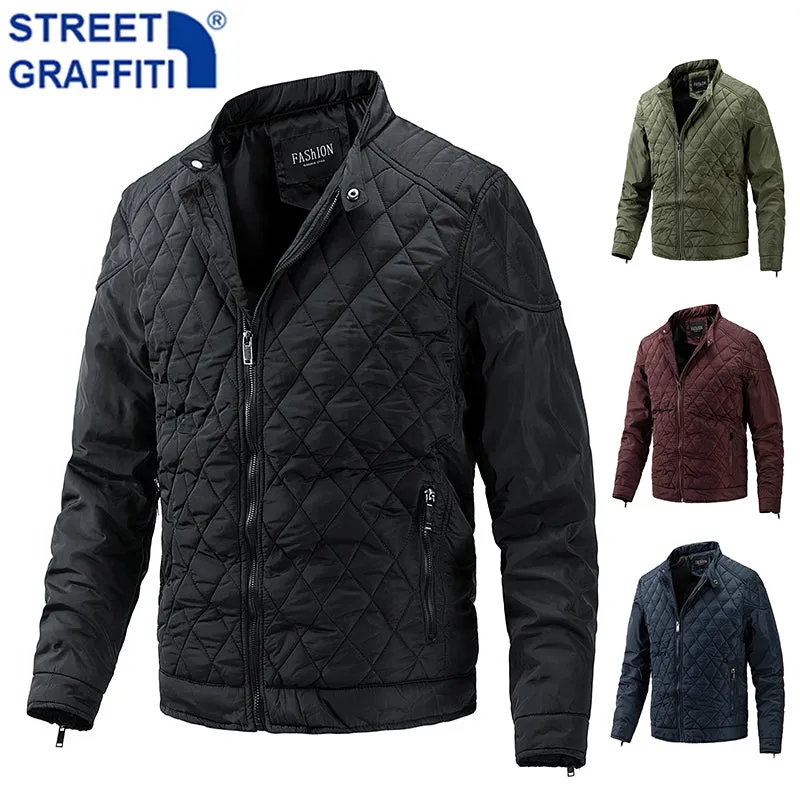 Xituodai 2022 New Fashion Men Winter Warm Motor Windbreaker Grid Jacket Coat Men Autumn Casual Outwear Slim Thick Jackets Men Pa